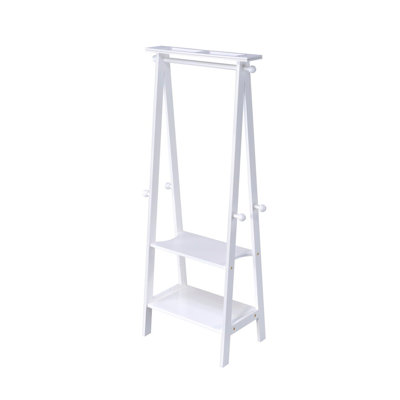 Coat Racks 59” Tall Standing Garment Rack with Storage Shelves, White | White | Coat Racks