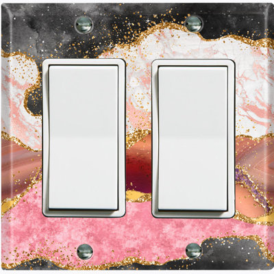 Girls Room Swirl Glitter Marble 2 - Gang Toggle Light Switch Standard Wall Plate