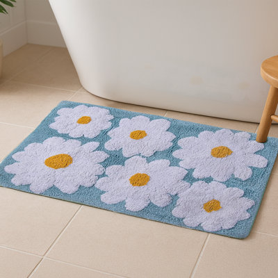 Solid Aqua Cotton Bath Mats