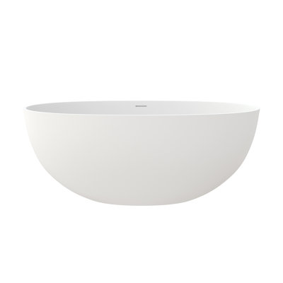 55 inch Solid Surface Freestanding Bathtub, Deep Soaking Stone Resin Tub with Matte Finish, Modern Stand Alone Bath Tub, No Drain Included