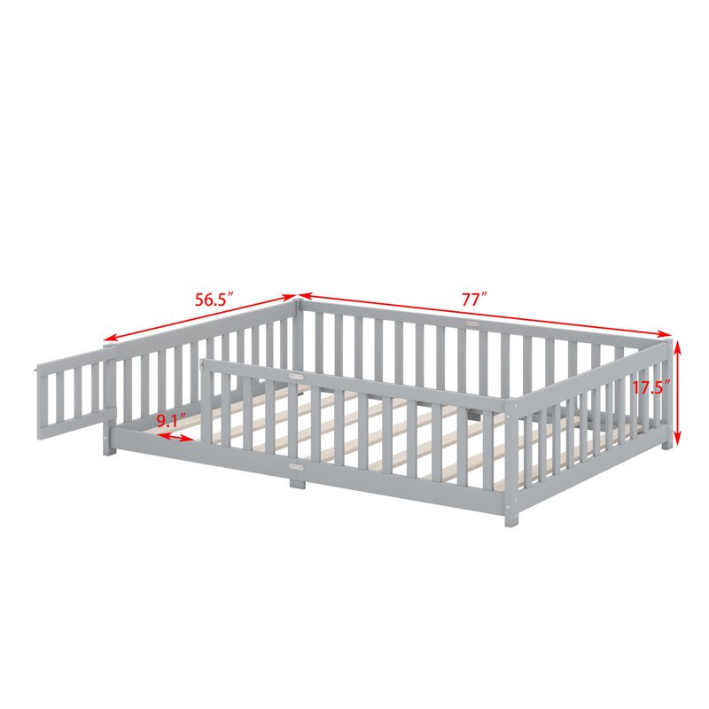 Lit sur pied avec clôture et porte, Gris