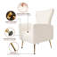 Upholstered Velvet Wingback Arm Chair - Gold Legs, Charming Single In White With Wingback, Gold- For Various Rooms,