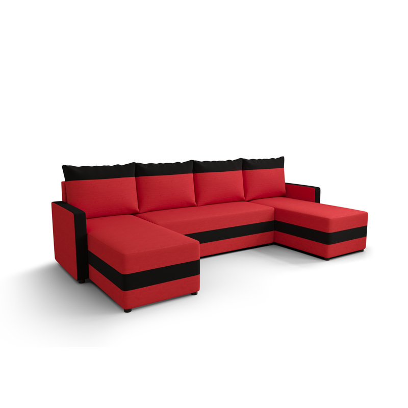 Sonney 5 Seater Corner Sofa , Red/Black - Rainbow22/Rainbow15