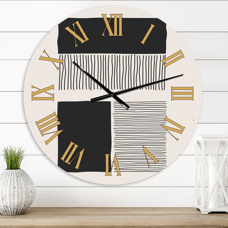 Minimal Geometric Lines and Squares VII - Horloge murale moderne, Petit