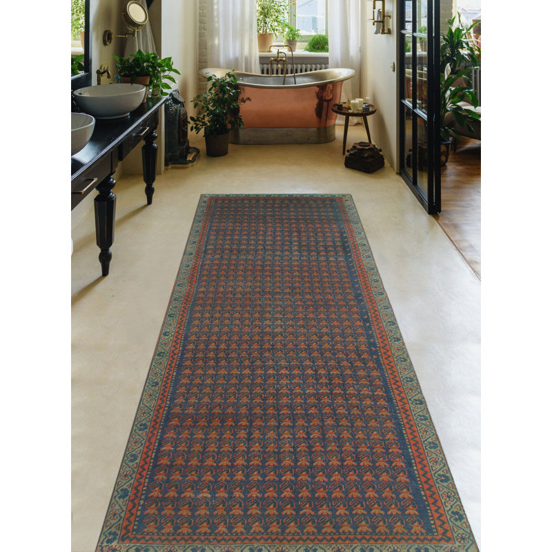 One-of-a-Kind 3'5" X 9'5" 1980s Runner Wool Area Rug in