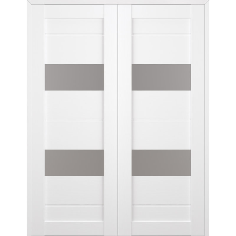 Bianco Noble Frosted Glass Composite Prehung French Door