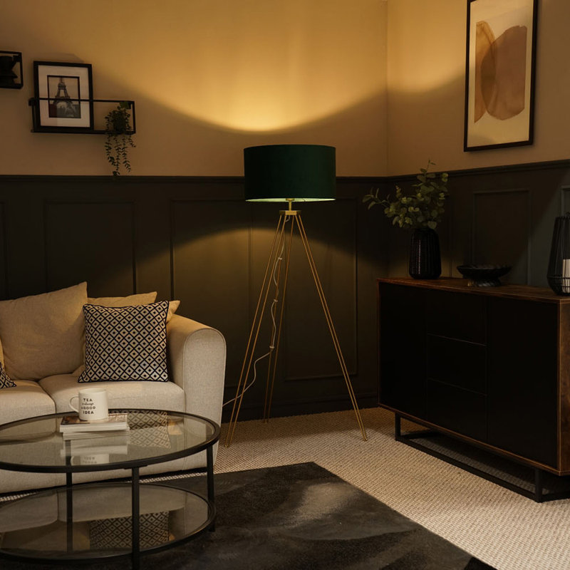 Dundrod 127cm Powder Coated Tripod Floor Lamp Set, Yes, Green