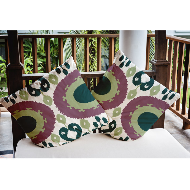 Housse et insert de coussin d'extérieur carré Boho, Vert, 16 po x 16 po