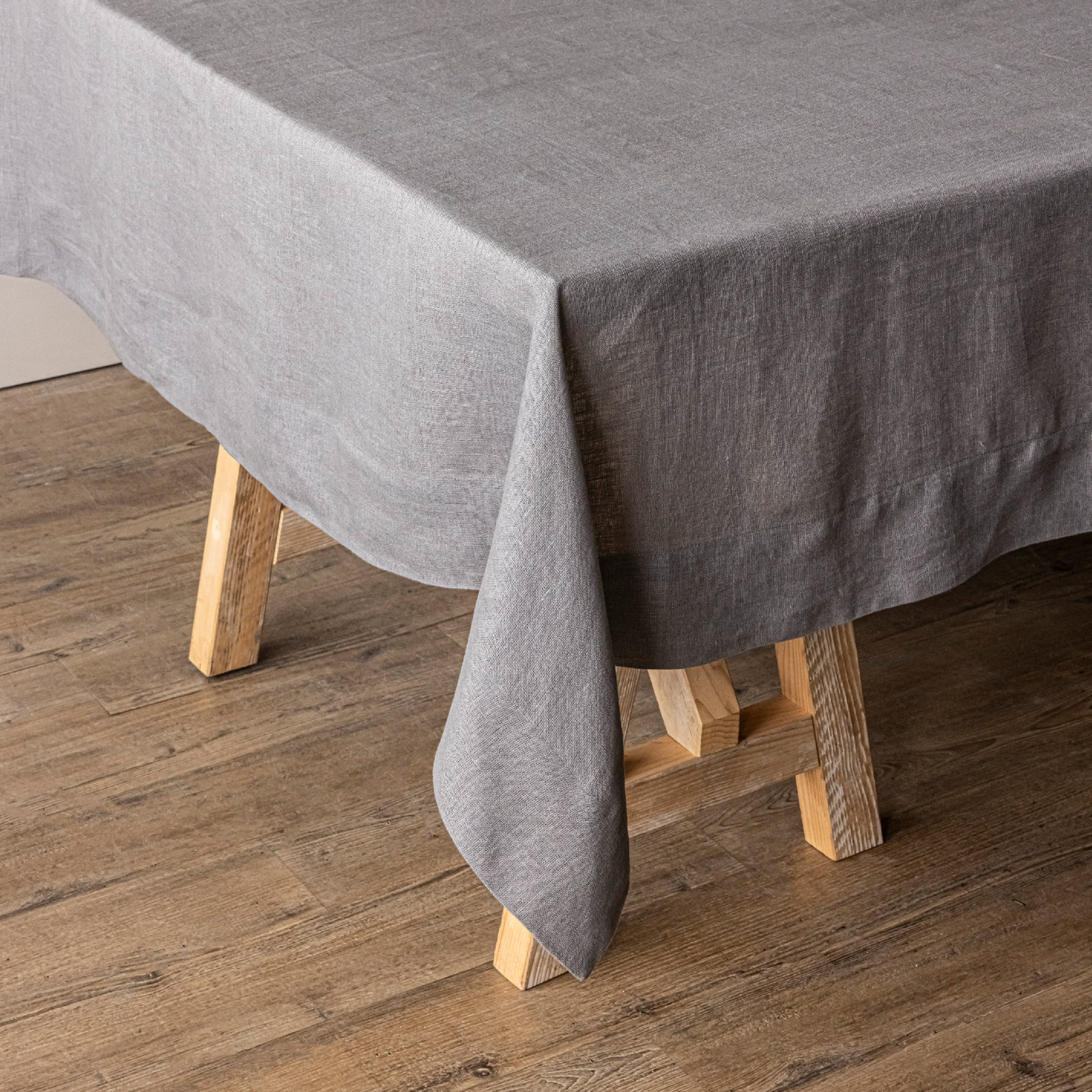 Linen Tablecloth, 70" W x 90" L, Gray