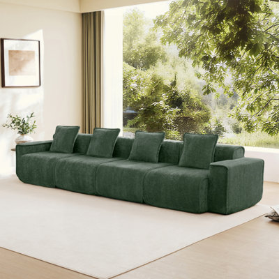Canapé modulaire profond à 3 sièges sans os avec passepoil à bordure française, aucun assemblage requis, canapé modulaire moderne à 3 places avec coussins décoratifs, tissu en velours