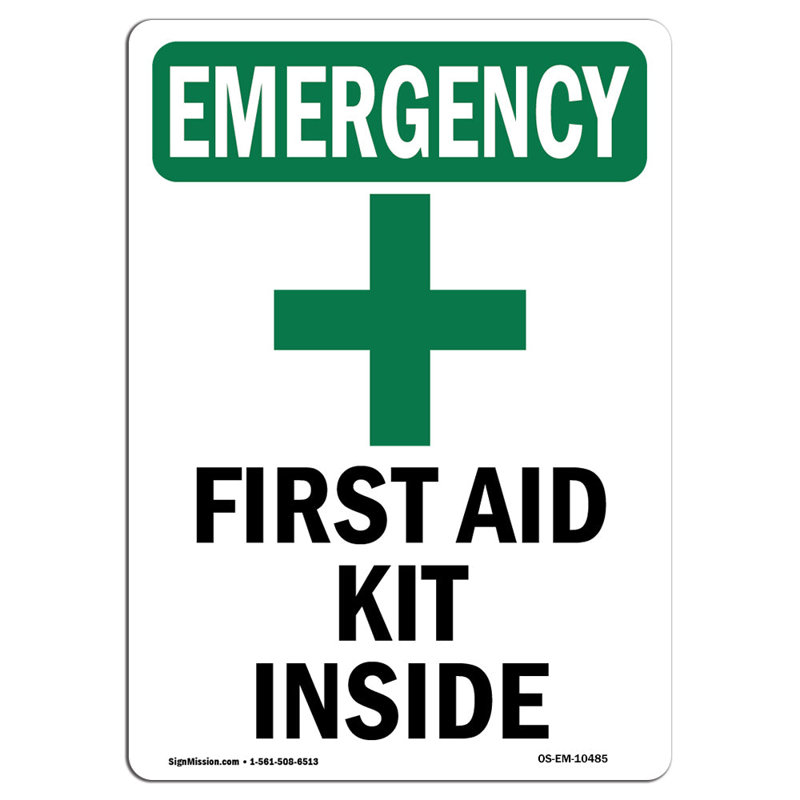 First Aid Kit Sign, 18" H x 12" W x 0.1" D