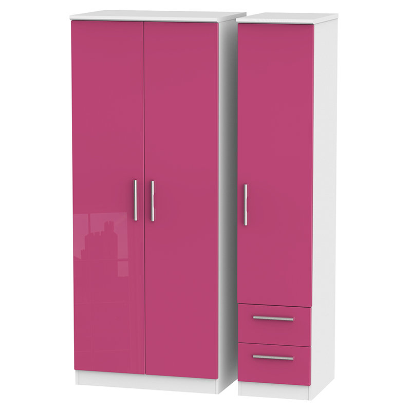 Yvette 3 Door Manufactured Wood Wardrobe, Black, 182.5 cm H x 111 cm W x 53 cm D