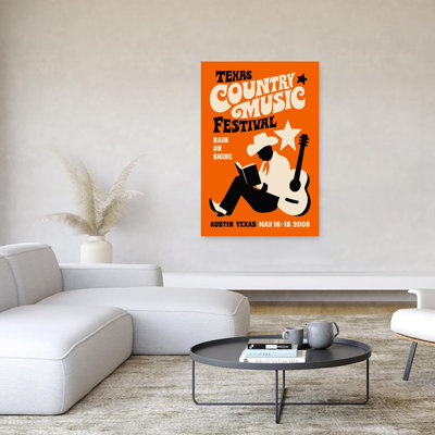 Retro Texas Country Cowboy Retro Vintage Abstract Landscape Nature Wall Art Print by Patryk Krygowski - Wrapped Canvas Print