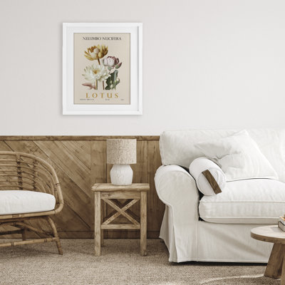 Lot de lotus naturel, reproduction encadrée sous verre, design par Christopher Giampietro