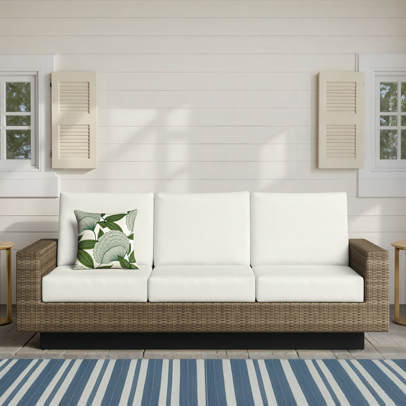 Ravinia Wicker Outdoor Sofa with Sunbrella® Cushions