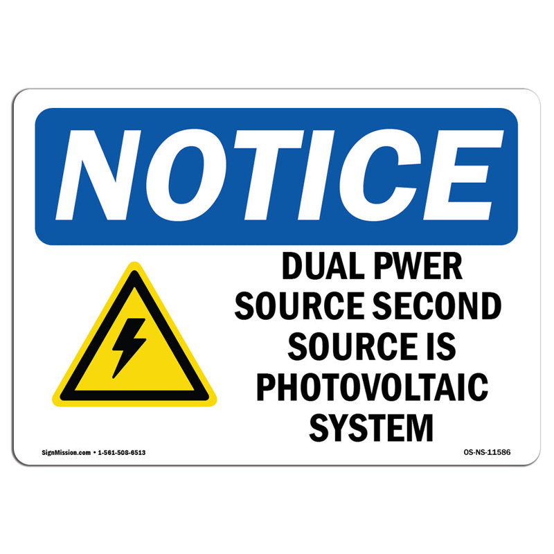 Dual Power Source Second Source Sign