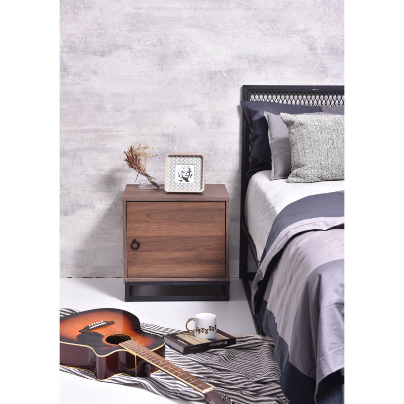 Bluebelle 50.2cm W Particle Board / Chipboard Bedside Table, Columbia Walnut