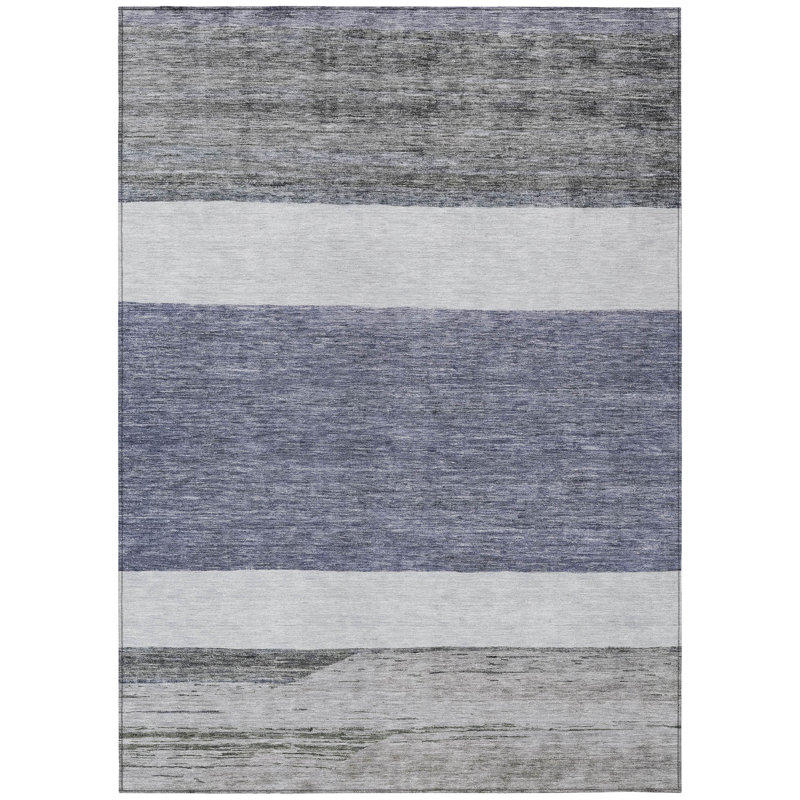 Tapis extérieur lavable abstrait bleu denim 5 pi x 8 pi