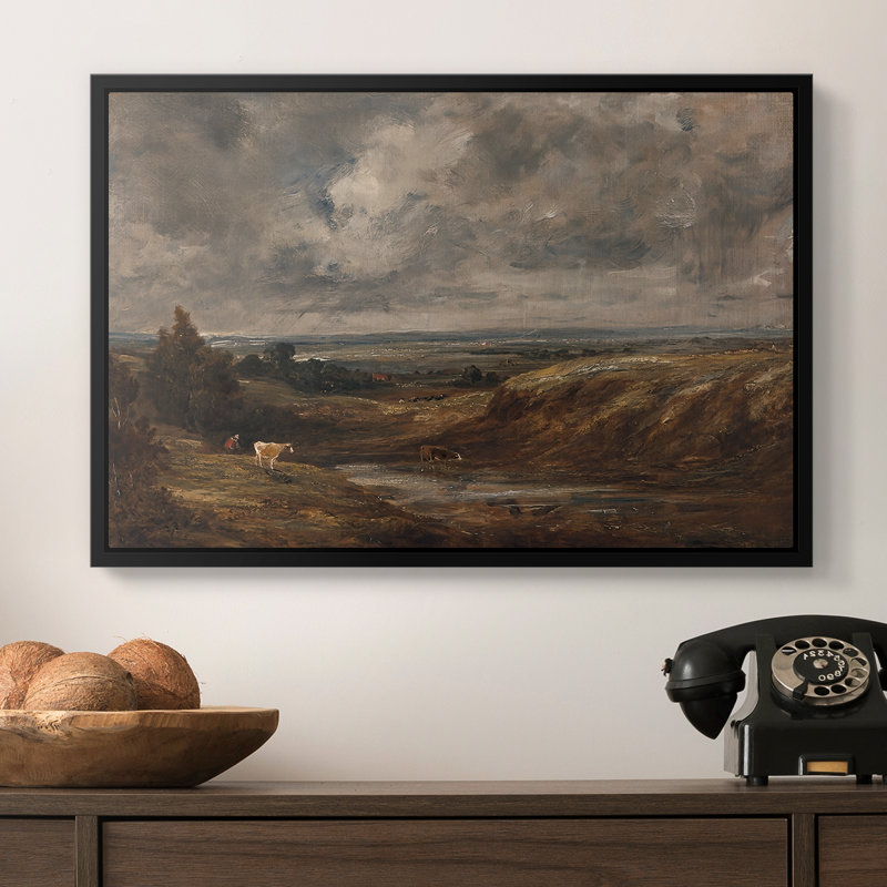 Hampstead Heath, 1825 - John Constable, toile tendue avec châssis, 16 x 24, Noyer