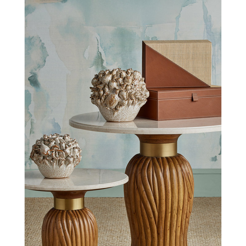 Tassel Marble End Table, 22.5" H x 19.5" W x 19.5" D
