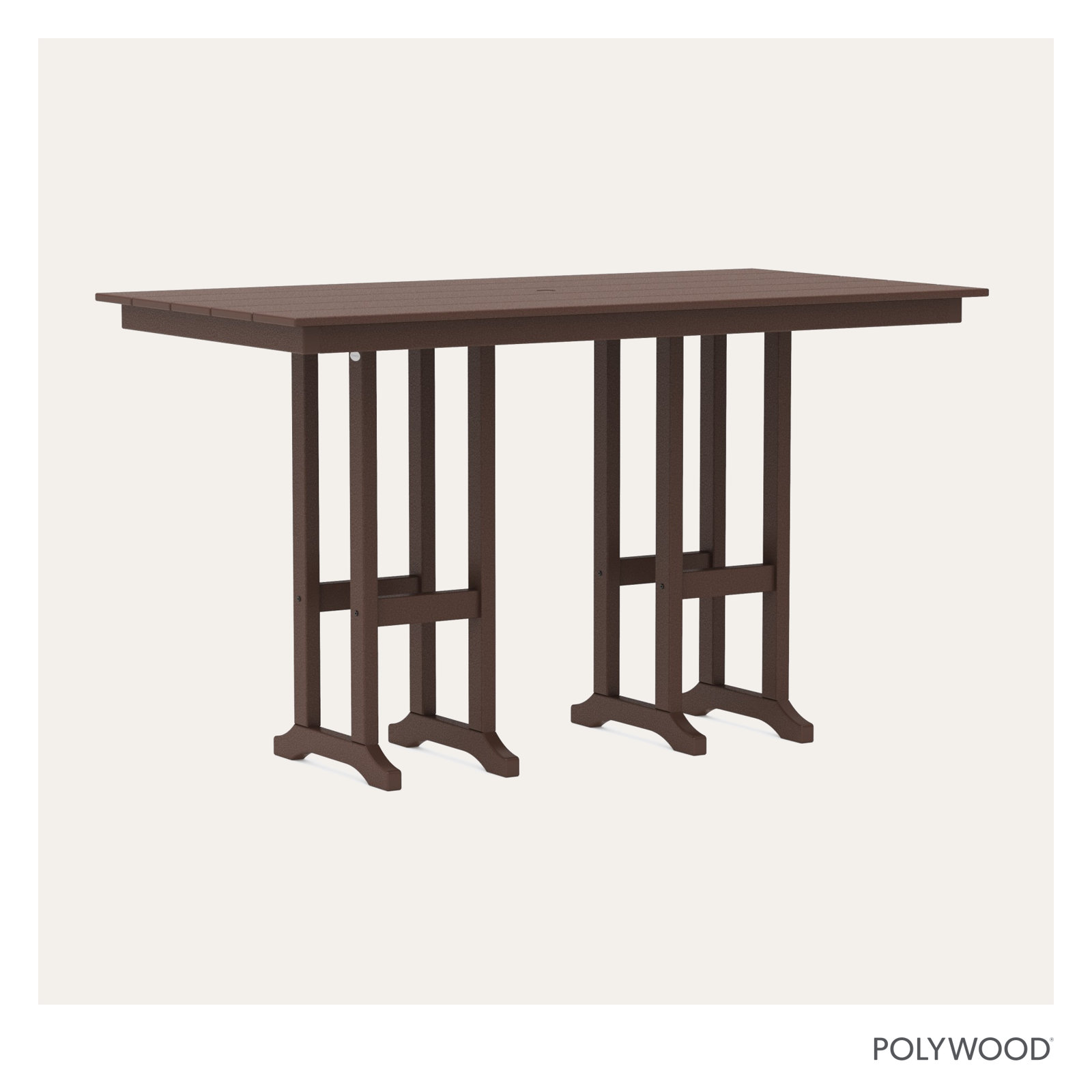 POLYWOOD® Tables Patio Dining Table, Dark Brown, 42.06"H x 37.72"W x 72"L