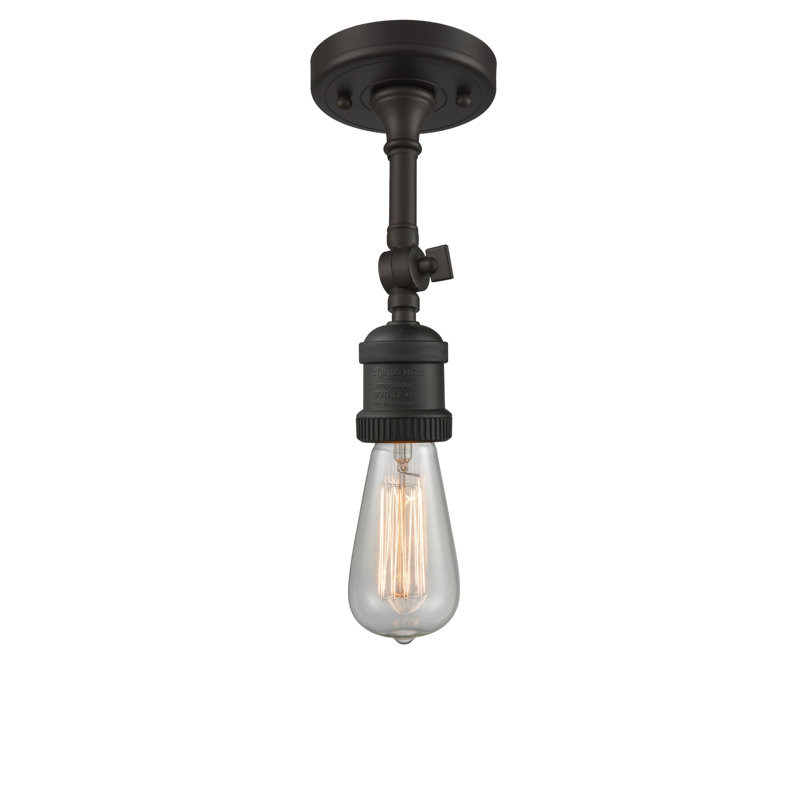 Arguelles Glass Semi Flush Mount, 3 Watt LED Vintage Dimmable Bulb, Oil Rubbed Bronze