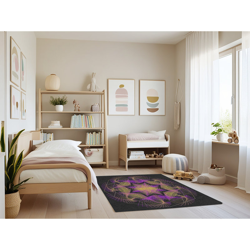 Tapis noir/beige à tisser électrique, Rectangle 4 pi x 6 pi