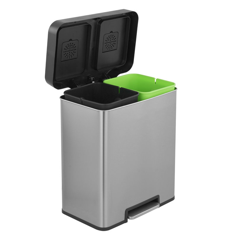 Poubelle de recyclage rectangulaire de 10,6 gallons avec deux compartiments de 20 litres