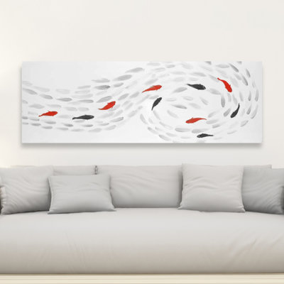 Swimming Fish Swirl - Black Canvas Home Decor for Animals