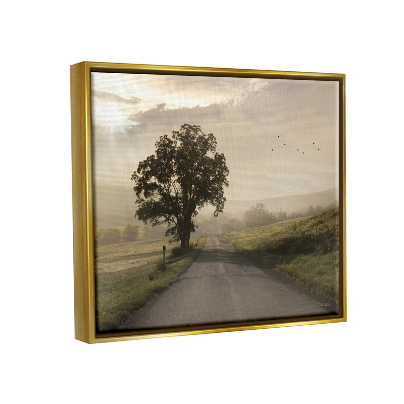 «Lone Tree Quiet Morning Road Country» par Lori Deiter, reproduction sur toile flottante, H 25 po x l 31 po x P 1,7 po