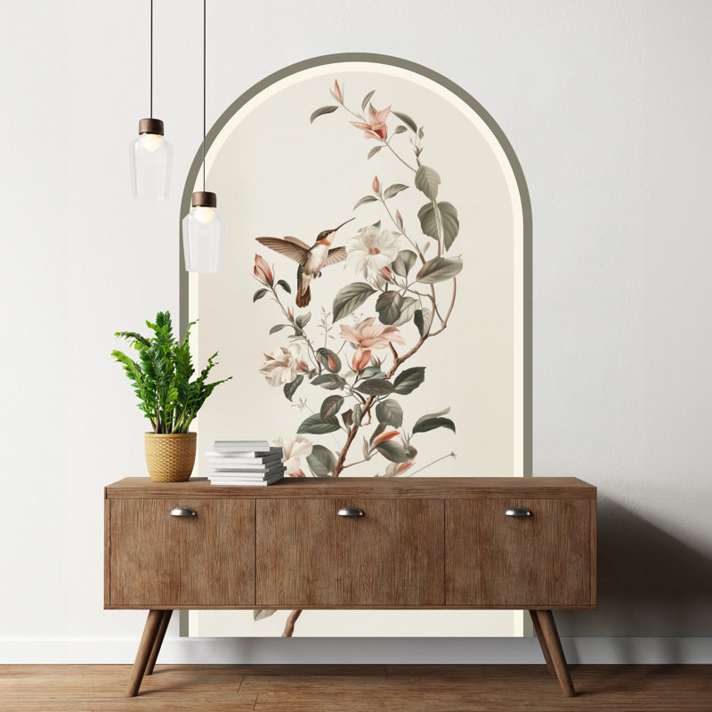 Colibris, pelez et collez floral, décalque amovible non-mural, H 71 po x l 40 po