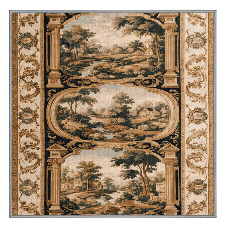Tapis brun français lavable à la machine, Carré 3 pi