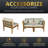 4-Piece Acacia Wood Deep Seating With Rope Designs Outdoor Patio Conversation Set with White Cushions