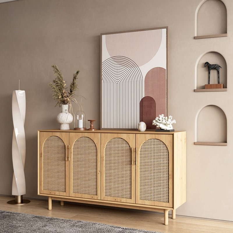 Armoire de véranda en bois massif simple tissé en rotin