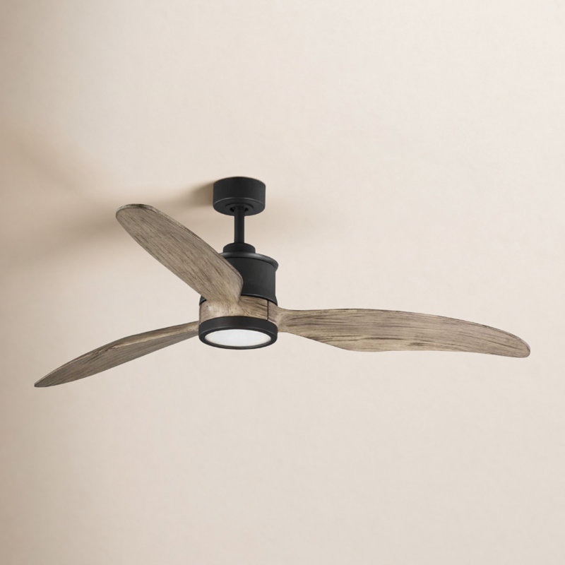 Brielle 60" Wayne LED Standard Ceiling Fan with Pull Chain and Light Kit Included, Graphite with driftwood