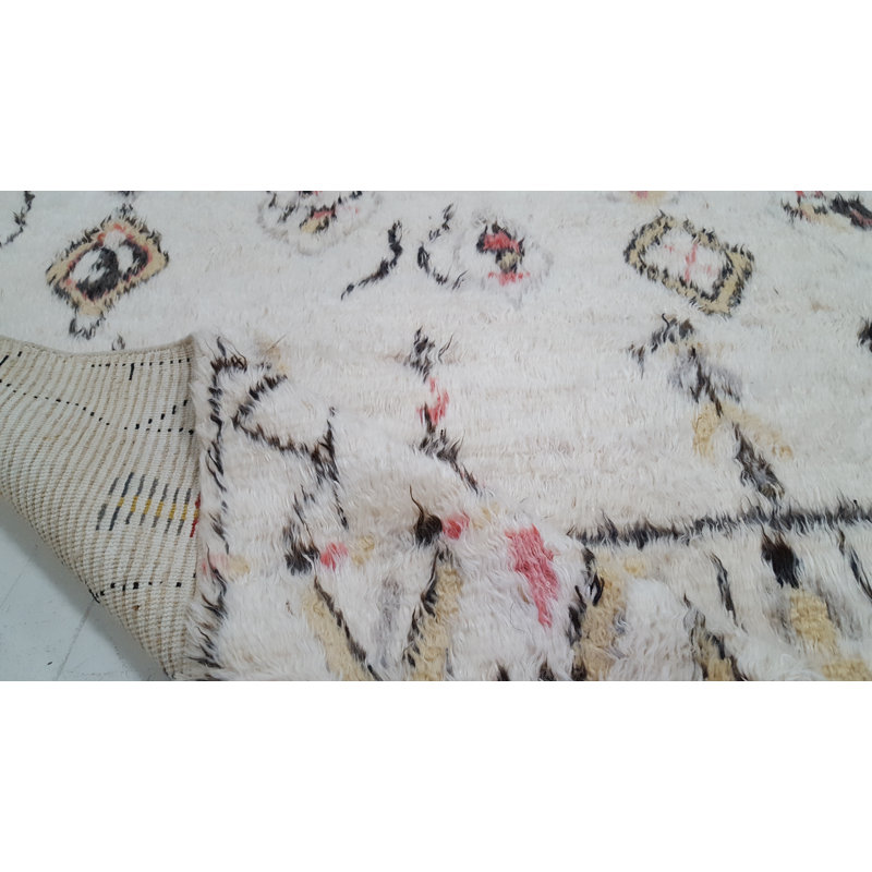 Moroccan Hand-Knotted Wool Beige/Orange Area Rug, Rectangle 8' x 10'
