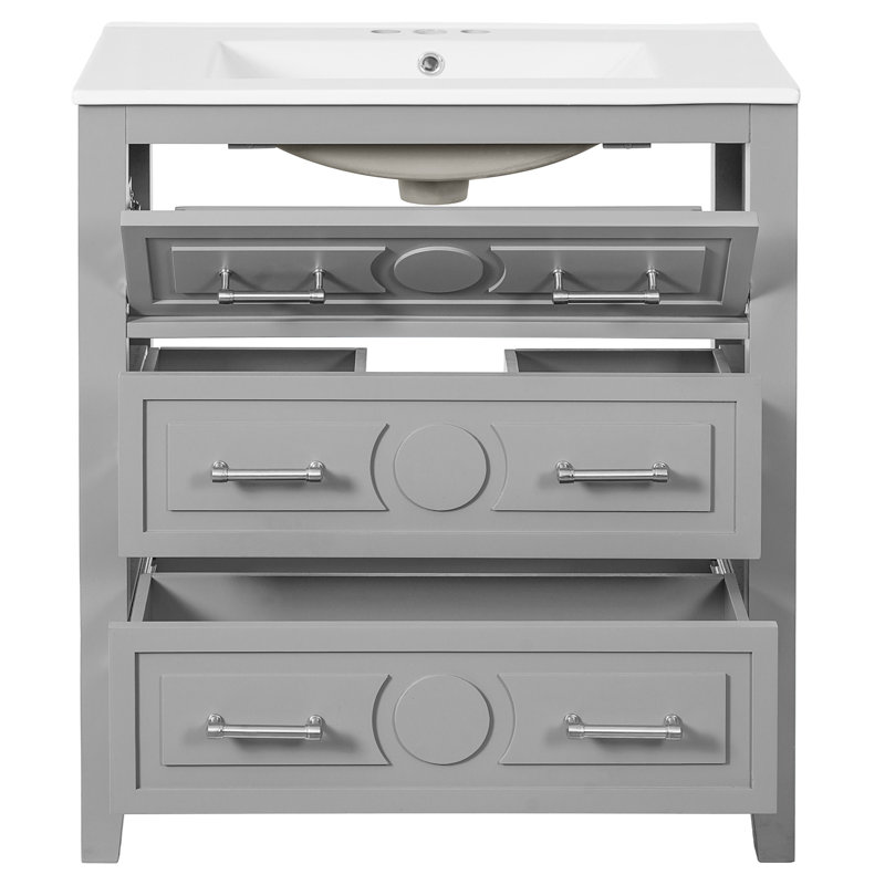 Meuble-lavabo simple Fernada, Gris, 60"