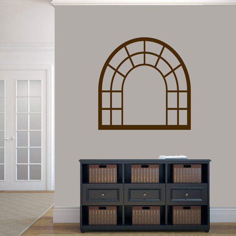 Décalcomanie murale cadre de fenêtre arched, Brun