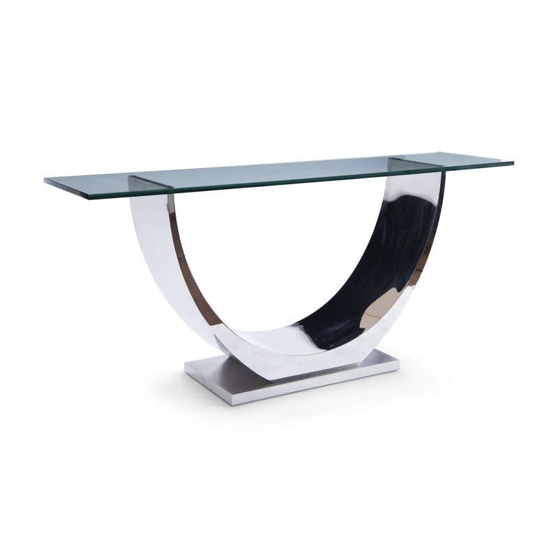 Murjani 72'' Glass Top Console Table, Stainless