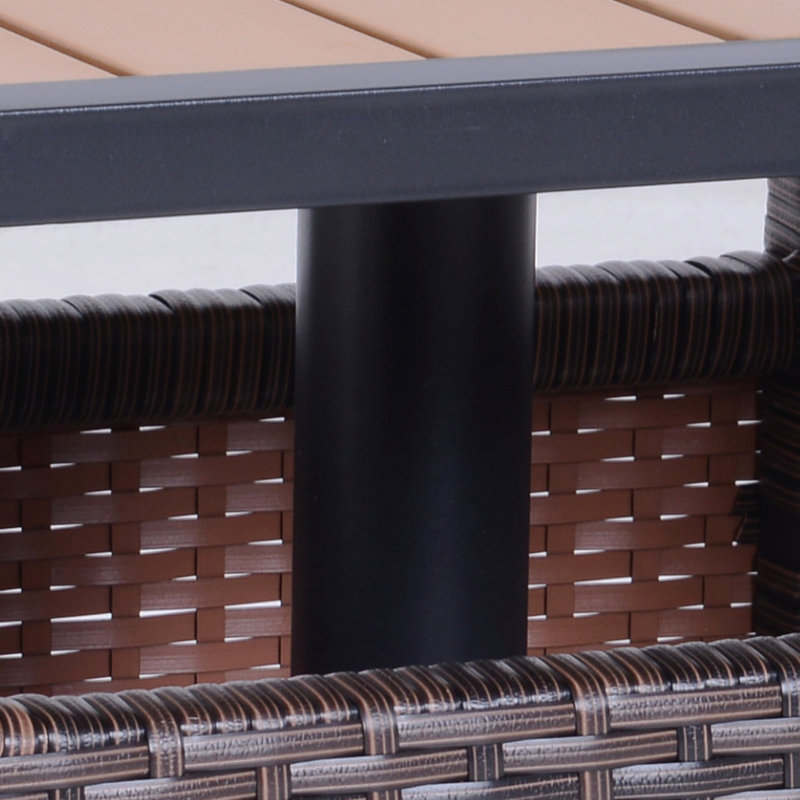Table d'appoint en osier de rotin avec structure en acier, trou d'insertion de parasol, sac de sable