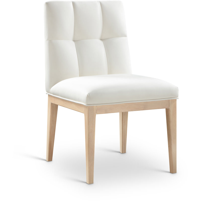 Adrian Vegan Leather Dining Side Chair, Cream Vegan Leather, Natural