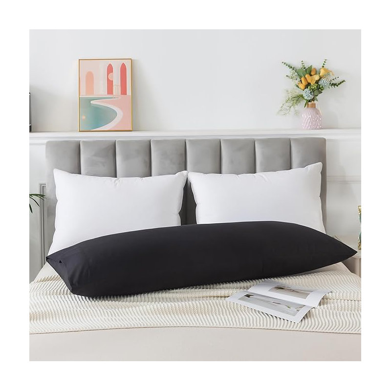Oreiller en mousse à mémoire de forme avec taie d'oreiller et housse de coussin amovible, Noir, noir, noir, noir