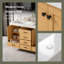 Meuble-lavabo double 59,3 po avec cadre en bois massif et armoire en panneau de fibres à densité moyenne, deux lavabos en résine SMC, portes à fermeture en douceur et 5 tiroirs, tablettes réglables en forme de U, poignées en aluminium noir pour les grandes salles de bain