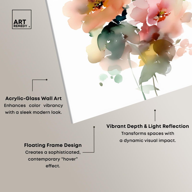 Décoration murale printanière en acrylique Soft Bloom Cascade II par Art Remedy, H 20 po x l 16 po