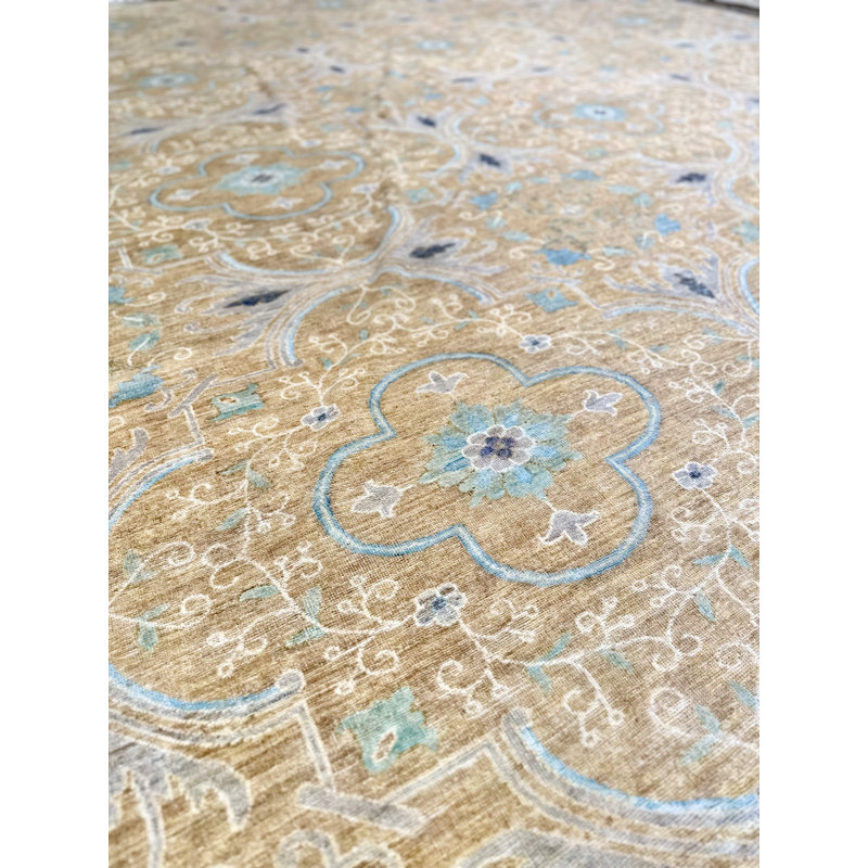 Proprietary Patterns Wool Floral Area Rug in Shoals Tan, Rectangle 10' x 14'