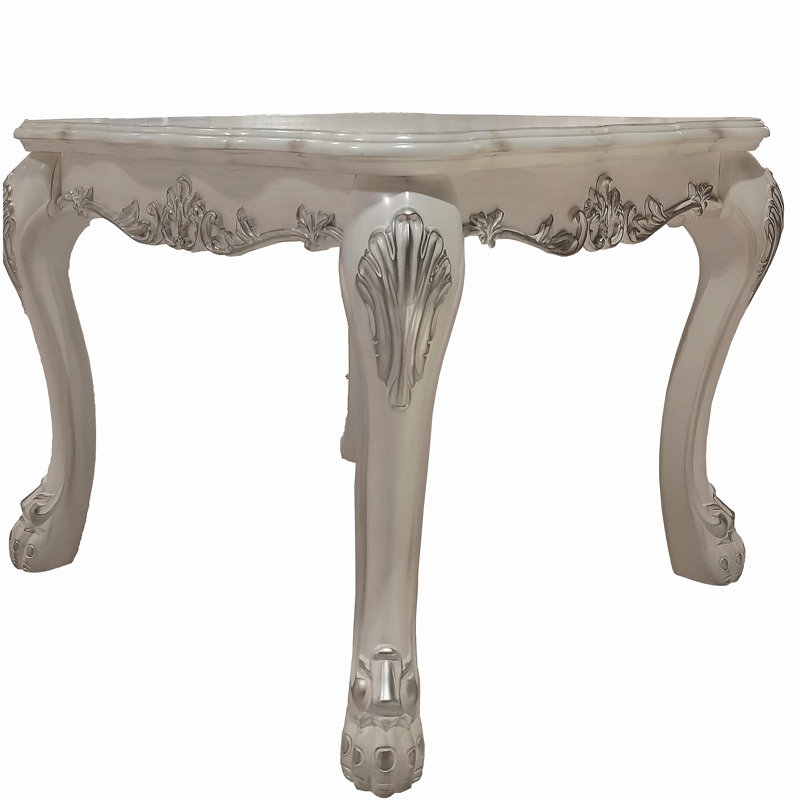 Bone White End Table with Claw Leg