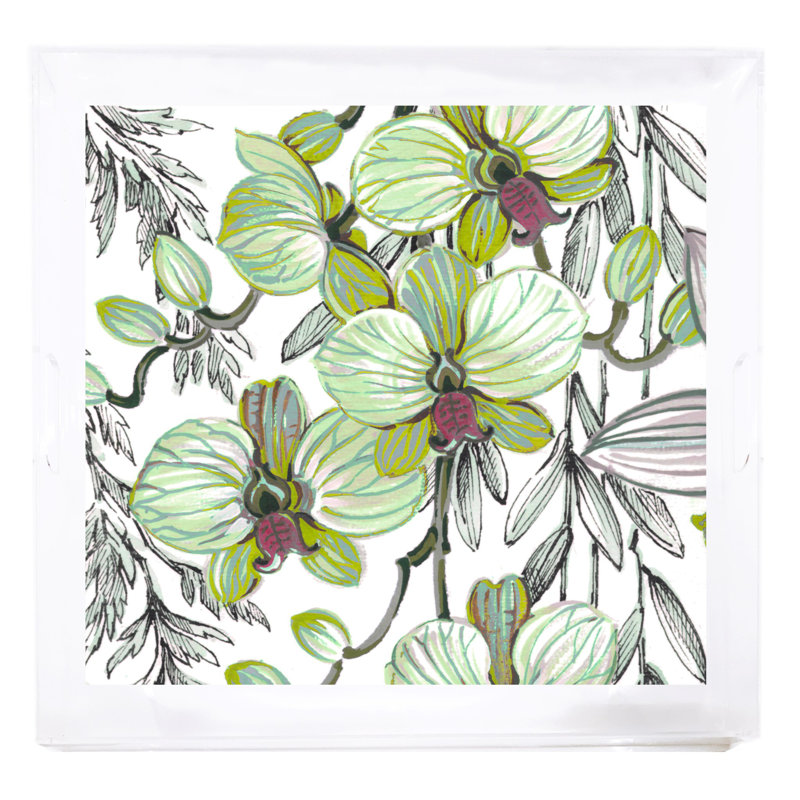 Orchid Vanda Acrylic Square Decorative Tray, Barrett