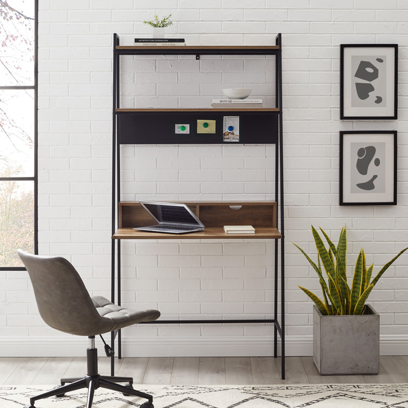 Walburg Metal Base Leaning / Ladder Desk, Reclaimed Barnwood