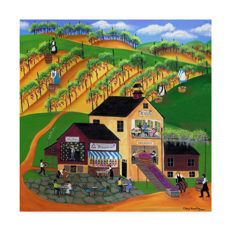 " Les Brasserie Vineyard " by Cheryl Bartley, 14" H x 14" W x 2" D