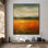 Très grand art mural imprimé sur toile - Gris et orange, paysage abstrait Moody Horizon, œuvre d'art contemporaine pour le salon ou la chambre à coucher - «Assemblage requis du cadre (cadre non fini)»